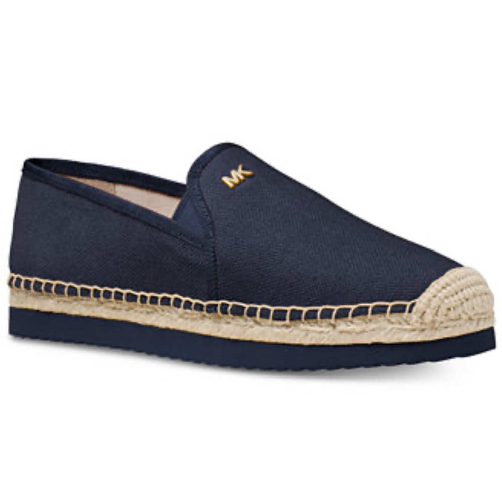 Michael Kors Hastings Navy Blue Canvas Espadrille Slip On Flats Size 9